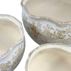 Galt International Ceramic Plant Pots Set of 3 Rustic Vintage Farmhouse Cream Crackle Glaze (11"/ 9.6"/ 7") Garden Indoor Outdoor Flower Planter w/Drainage Hole (Vintage Brown)