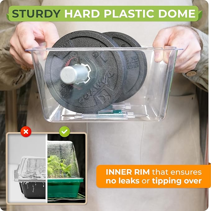 CARPATHEN Seed Starter Tray - Seed Starting Tray with Hard Plastic Humidity Dome and 40 Cells for Seedlings - Plant Germination Trays Plant Starter Kit and Base Mini Greenhouse Germination Kit