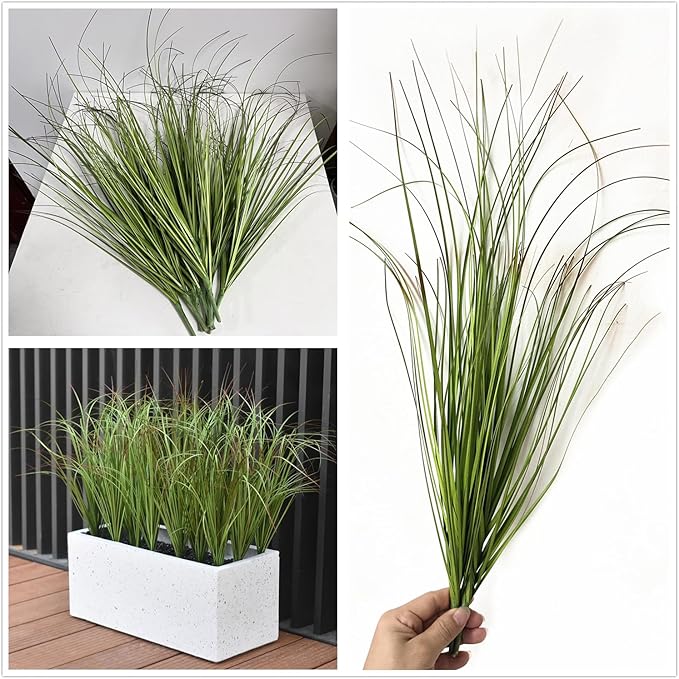 Artificial Plants, Fake Wheat Grass Tall Shrubs Bundles, Faux Greenery Plastic Plant Indoor Outdoor Decoration Home Garden Christmas Party Table Centerpieces Vase DIY Decor - Tail End Red Leaves 8 Pcs