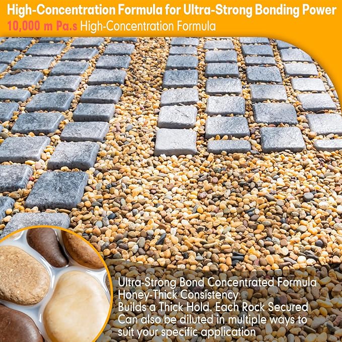 SEVGILI Mulch Glue for Landscaping, 1 Gallon Rock Glue, Long-Lasting Rock Glue for Landscaping Strong Adhesion of Pea Gravel Stabilizer Landscape, Safe for Plants Pets