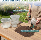 5 Packs 10 Inch Large Clear Nursery Pots with Drainage Hole and Saucers, Plastic Plant Pots for Seedlings, Flowers, Indoor Outdoor Garden