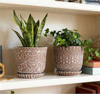 Gepege Ceramic Planter, 6 Inch Plant Pot with Drainage Holes and Saucers for Indoor Plants, Birthday for Women Mom