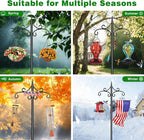 Heavy Duty Double Shepherd Hooks for Outdoor with 5-Prong Base, 72inch Adjustable Decorative Metal Bird Feeder Pole for Hanging Bird Nests, Plant Baskets, Solar Lights, Lanterns, 1 Pack
