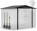 DWVO 7x5ft Metal Outdoor Storage Shed, Waterproof Tool Shed Heavy-Duty Storage Unit with Lockable Door and Vents, Ideal for Bicycles, Tools, Lawnmowers, Backyards, Patios, Lawns - White