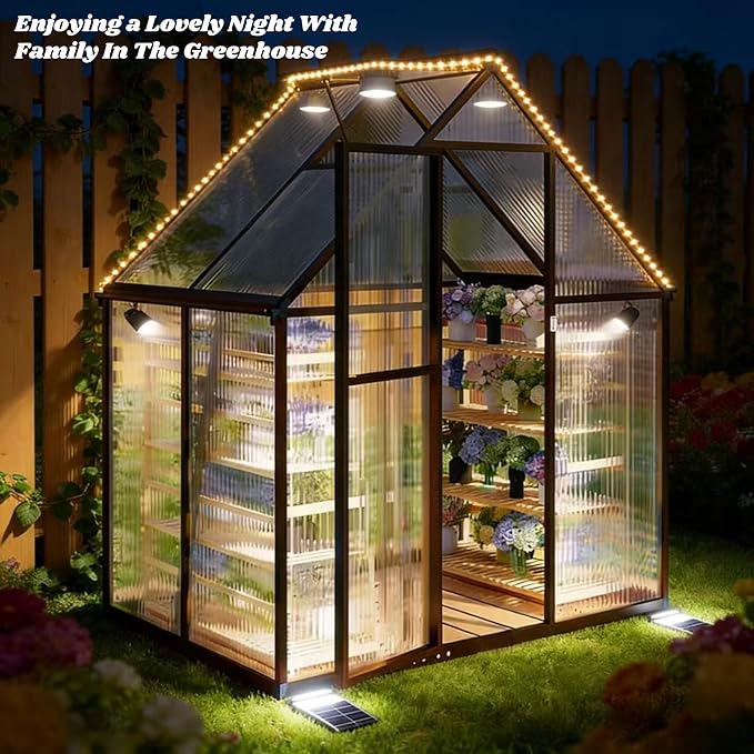 6x4 FT Greenhouse for Outdoors, Polycarbonate Greenhouse with Quick Setup Structure and Roof Vent, Aluminum Large Walk-in Green House for Outside Garden Backyard, Dark Gray