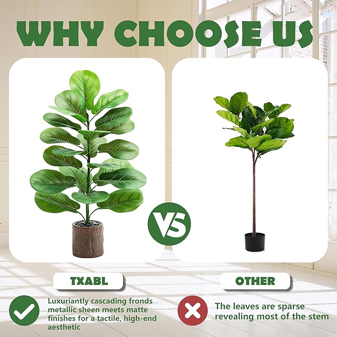 2 Pack Artificial Fiddle Leaf Fig Tree 30in, Faux Fig Trees Floor Plant in Pot Fake Ficus Lyrata Plant, Table Top Plant with Fiddle Leaves for Indoor Outdoor Home, Office, Living Room, Bathroom Decor