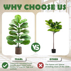 2 Pack Artificial Fiddle Leaf Fig Tree 30in, Faux Fig Trees Floor Plant in Pot Fake Ficus Lyrata Plant, Table Top Plant with Fiddle Leaves for Indoor Outdoor Home, Office, Living Room, Bathroom Decor