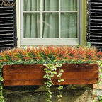 32 Pcs Artificial Grass Fake Plants 17.3in Outdoor Plastic Plants UV Resistant Greenery Fake Grass for Home Window Garden Office Patio Hanging Planter Pathway Front Porch Décor Red