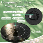 DDcafor Solar Fountain for Bird Bath,3.5W Solar Powered Water Fountain Pump with 6 Nozzles Floating Solar Water Pump for Birdbath,Small Pond Garden Outdoor Water Feature