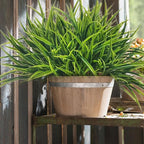 12 Bundles Artificial Outdoor Plants UV Resistant Fake Grass Plants Faux Plastic Greenery Shrubs for Home Garden Pathway Window Box Front Porch Spring Summer Decor, Green