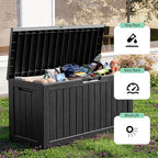 90 Gallon Waterproof Resin Deck Box, UV Resistant Outdoor Storage for Garden, Patio, Porch, Delivery, Striped Black