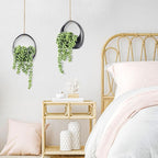 Der Rose 2 Pack Small Fake Hanging Plants with Strings Artificial Succulent Plants Indoor for Black Bathroom Boho Wall Decor