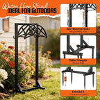 Garden Hose Holder, Heavy-Duty Metal Stand with Stable Base & 2 Tool Hooks, Freestanding Storage Rack for Outside, Holds 150ft – Hose Holders for Yard & Lawn