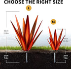 Large Tequila Rustic Sculpture, Rustic Metal Agave Plants for Outdoor Patio Yard, Home Decor Hand Painted Garden Yard Statue, Lawn Ornaments Yard Stakes (Red - L)