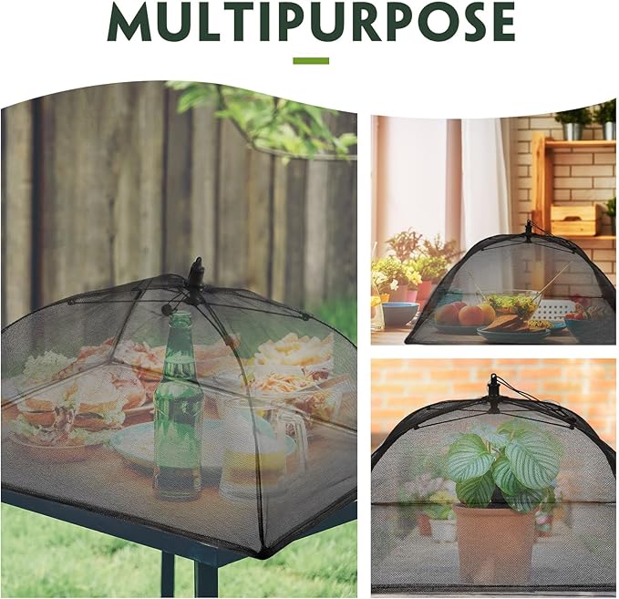 Sawysine 4 Pack Mesh Plant Cover Reusable Screen Cloche Dome Plant Protector Tent Collapsible Umbrella for Outdoor Garden Greenhouse Vegetable Flowers Strawberry from Animals (17 x 17 Inch,Black)