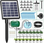 Solar Drip Irrigation System, Automatic Watering Kit for 15 Pots with 49ft Hose, Anti-Siphon Garden Irrigation System for Vacation, Balcony & Greenhouse, 12 Modes Self Watering System, Split
