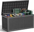 320 Gallon Outdoor Deck Box, Lockable Waterproof Outdoor Storage Boxes For Garden Tools,Indoor Cushions,Accessories Outside Storage Resin Weatherproof Container(Black)
