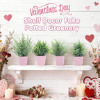 summer flower 4 Pack Small Fake Plants in Pink Pot Artificial Plant Indoor Eucalyptus Wheat Grass Ferns Rosemary Faux Greenery for Room Decor Home Office Desk Bathroom Kitchen Living Room Decorations