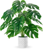 Der Rose Artificial Plants Indoor Large 28'' Fake Monstera Faux Potted Plants Indoor Tall for Home Farmhouse Bedroom Living Room Decor