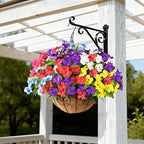 Artificial Impatiens Flowers for Outdoors, 6 Bundles Multicolor Silk Fake Flowers for Spring Summer Decoration, UV Resistant Faux Plants Plastic Bouquet for Home Planter Porch Patio Yard Decor
