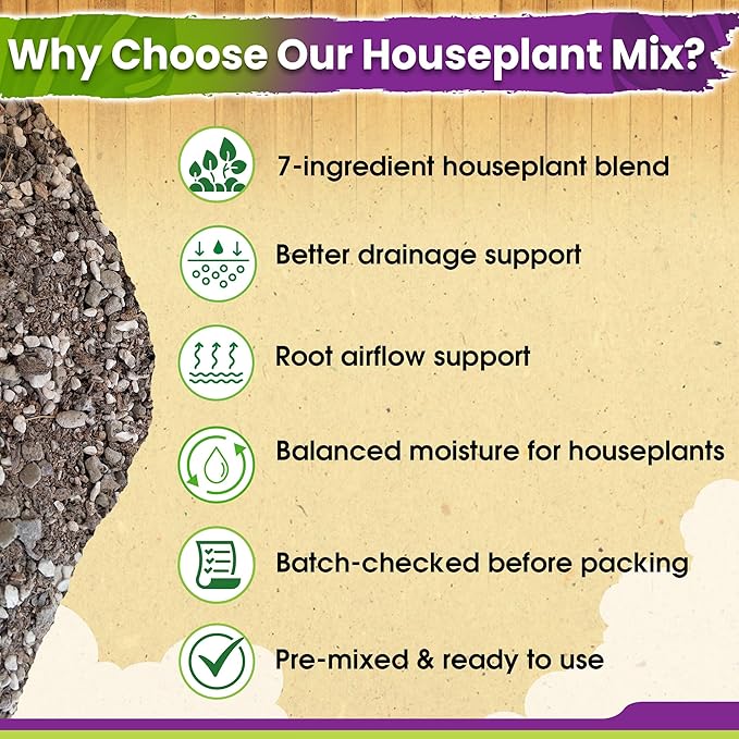 DUSPRO 1QRT Pre-Mixed House Plant Potting Mix 7in1 with Potting Soil Indoor Plants, Tropical Indoor Potting Soil with Pine Bark, Pumice, Coco Coir, Perlite, Worm Castings, Gypsum, Peat Moss