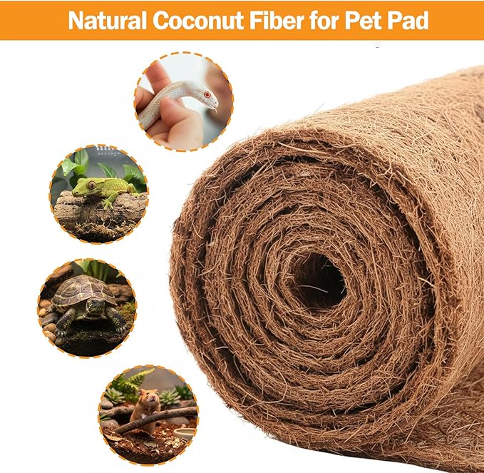 Coco Coir Mulch for Landscaping, 16x40 Inch Coconut Fiber Grass Seed Mat Roll, Coco Liners for Planters and Pet Pad, Plant Covers from Animal Dirt and Tree Protectors