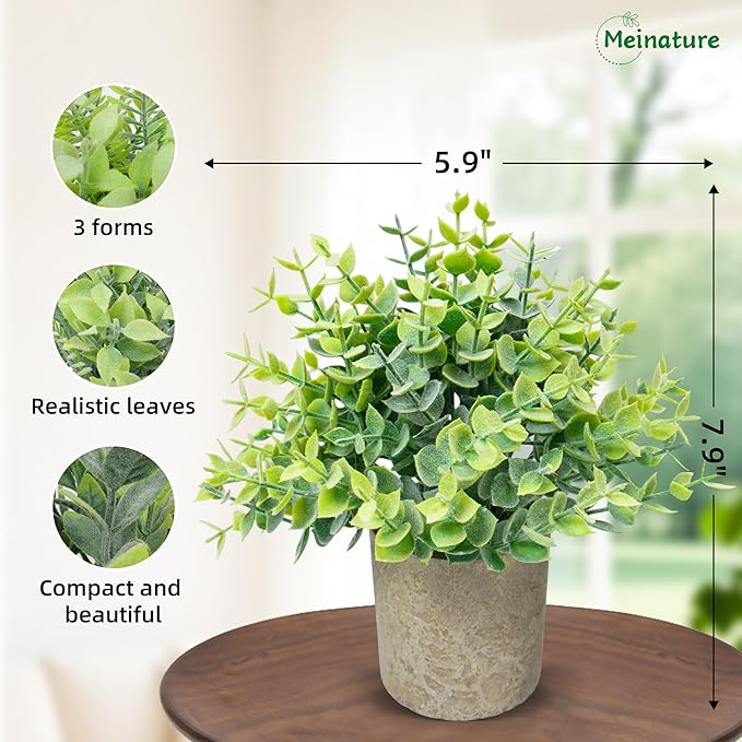 3 Pcs Fake Plant Set, Mini Artificial Potted Greenery, Small Faux Plants Decorative Accents for Home Office Desk Shelf Table Indoor Room Decoration