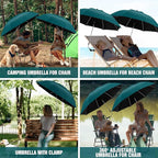 2 PACK Beach Umbrella with Clamp, 360 ° Adjustable Umbrellas for Chair, UPF50+ Umbrella for Beach Chair, Patio Chair, Wheelchair, Camping Chair, Golf Carts (Chair Not Included)