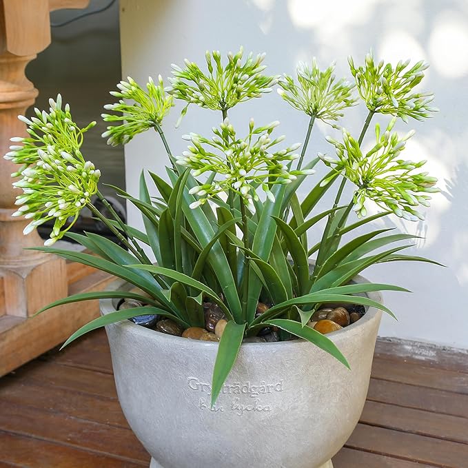Faux Outdoor Flowers Realistic Artificial Plants 8 Bundles Plastic Flower Outside 18.9 in Fake Greenery Stems Green Flower for Pot Planter Decor Outside