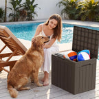 Devoko 29 Gallon Waterproof Outdoor Storage Box Resin Deck Box Lockable and UV Resistant for Patio Furniture, Garden Tools (Brown, 29 Gallon)