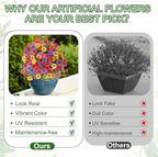 Alupssuc 2Pcs 20" Artificial Topiary Ball Flowers For Outdoors Planters, Spring Decoration with Spike, UV Resistant Faux Summer Plants, Fake Bushes Indoor Decor, Mix 4 Colors for Garden, Porch & Patio