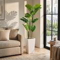 Garvee 4.5FT Artificial Monstera Plant, Faux Tropical Palm Tree with White Tall Planter, Decorative Evergreen Tropical Floor Tree for Living Room, Entryway, Porch, Office