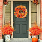AmyHomie 20 Bundles Orange Fall Decor Artificial Flowers for Outdoor UV Resistant Faux Eucalyptus No Fade Fake Mums Plastic Plants Garden Porch Window Box Decorating