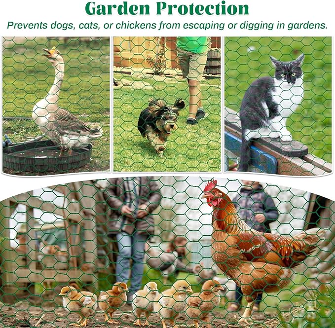 15.7 x 120 Inch Plant Protectors from Animals 0.8mm Free-Cut Metal Mesh Plant Cages for Outdoor Plants Chicken Wire Cloche, Wire Plant Protector for Garden Wire Mesh with Gloves, Wire Ties, Plier