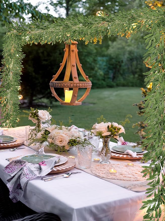 RECUTMS 2Pcs Artificial Olive Leaves Garlands 6.2Ft-Fake Hanging Silk Willow Leave Ivy Vines Faux Bayberry Leaf Twigs Greenery Rattan for Indoor Outdoor Wedding Birthday Party Home Garden Table Decor