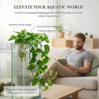 2 Pack Hanging Aquarium Plant Holder – 7-Hole Fish Tank Plant Pot for Pothos & Aquatic Plants, Floating Plant Corral, Aquascape Decor, Rim Plant Holder (Transparent)