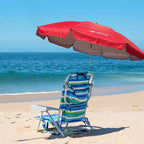 AMMSUN XL Chair Umbrella with Universal Clamp Adjustable 47 inches and 360-degree Swivel UPF 50+, Portable Clamp on Camping or Beach Chair, Stroller, Wheelchair, Golf cart, Red, Large-sized