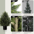 Artificial Topiary Cedar Trees 2FT Tall 2 Set, Outdoor Indoor Faux Pine Shrubs Plants, Realistic Fake Plants Front Porch Decor, Artificial Bushes Cypress for Home Front Door Offices
