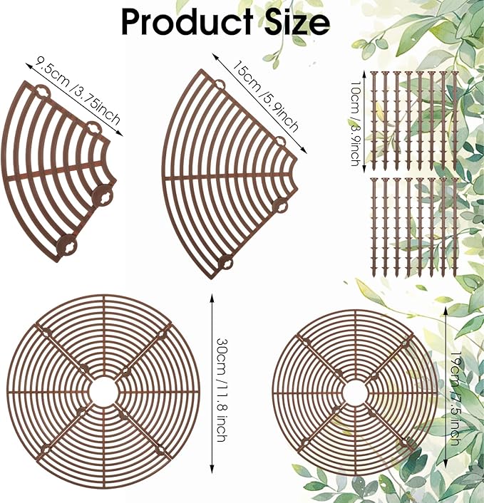Nogeqi 2pcs 7.5/11.8 Inch Plants Covers Soil,Plant Pot Grid,Plastic Plant Covers from Animals with Ground Nails,Keep Dog and Cat Out of Potted for Indoor Plants(Large Small)