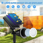 KEV Solar Spot Lights Outdoor,18 LEDs Solar Flood Lights with 2 Modes &Adjustable &IPX65 Waterproof,Solar Spotlight for Driveway/Backyard/Patio Landscape/Tree/Garage(Cool White, 1 Pack)