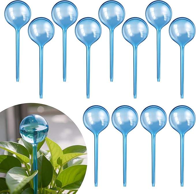 12-Pack Plastic Plant Watering Globes, Premium PVC Shatter-Resistant Plant Waterer, Tapered Opening Self Watering Planter Insert, Automatic Watering Spikes for Daily & Vacation Plants Care