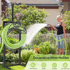 TomCare Garden Hose Holder Upgraded Water Hose Holder Heavy Duty 4 Spikes Hose Hanger Holds 160 Feet Hoses Stable Freestanding Hose Storage Organizer for Outside Yard