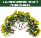 Nigirior Artificial Fake Flowers for Outdoor Décor 6 Bundles UV Resistant Fake Plants for Planter Faux Impatiens for Home Porch/Garden Stunning（Yellow）