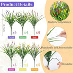 24 Bundles Artificial Plants Flowers Outdoor, Faux Lavender Flowers Fake Monkey Grass UV Resistant Plastic Plant for Porch Garden Patio Window Home Decor, Mixed Color