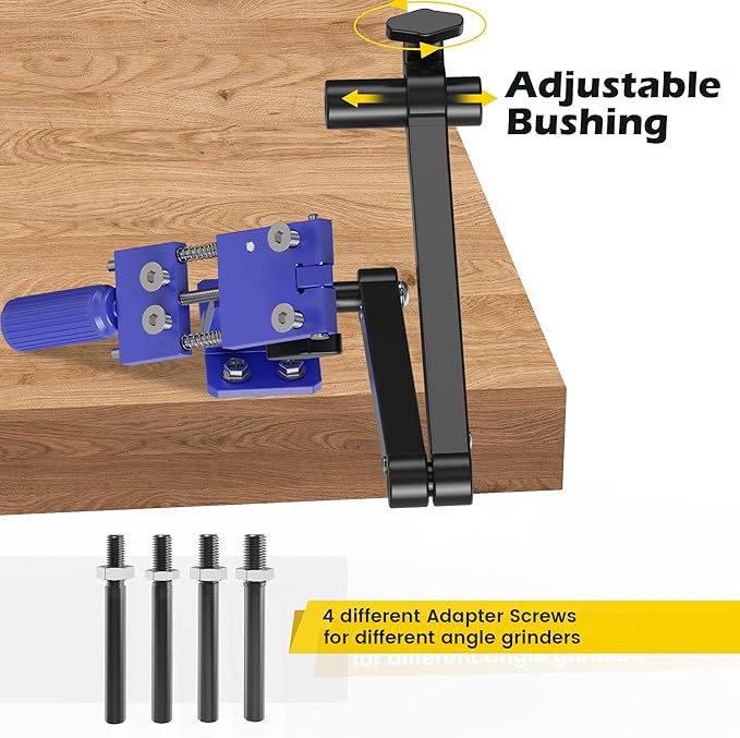SporGain [Updated] Lawn Mower Blade Sharpener 15°-45° Adjustable Frame with Ball Bearing Manufacture Handle for Right & Left Hand Blades, Use with Angle Grinder, Blue