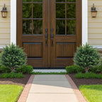 PATIO CHOICE Topiary Trees Artificial Outdoor Cedar Ball Trees with Ground Spike Set of 2 22" Fake Outdoor Plants Faux Bushes and Shrubs Decorations for Outdoor Indoor Front Porch Garden