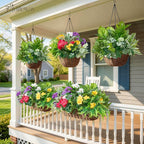 30 Bundles Artificial Plants Outdoor, UV Resistant Faux Greenery Stems with Flowers Shrubs for Planters Front Porch Outside Garden Window Box Patio Yard Decor