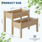 GarveeLife 34x34x29inches Two-Tier Wooden Raised Garden Bed with Legs, Large Elevated Outdoor Planter Box with 8 Drainage Holes, 352 Lbs Capacity for Vegetables, Herbs, Flowers, Backyard, Patio