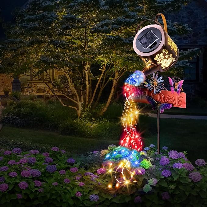 Solar Watering_Can Light, Solar Lights Outdoor Decor, Garden Decor Lights for Yard, IP65 Waterproof Hanging Lantern Lights, Gifts for Women Mom, for Yard Patio Lawn Pathway Landscape (Multicolour)