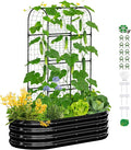 SUNYRISY Galvanized Raised Garden Bed with 71in Arch Trellis for Climbing Plants, Outdoor Planter Box with Climbing Net for Gardening Flowers Vegetables Fruits Herbs, Black